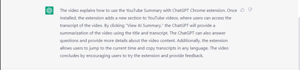 summary of youtube video by chatgpt