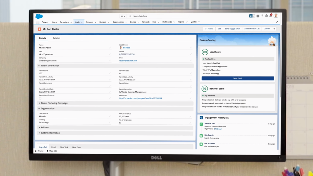 Screenshot of the Salesforce dashboard